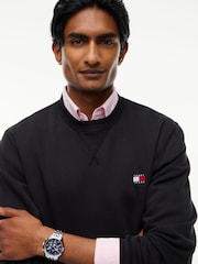 Juoda - Tommy Hilfiger Badge Fleece megztinis su apvalia kaklo dalimi - 4 paveikslėlis iš 5