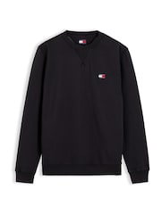 Juoda - Tommy Hilfiger Badge Fleece megztinis su apvalia kaklo dalimi - 5 paveikslėlis iš 5