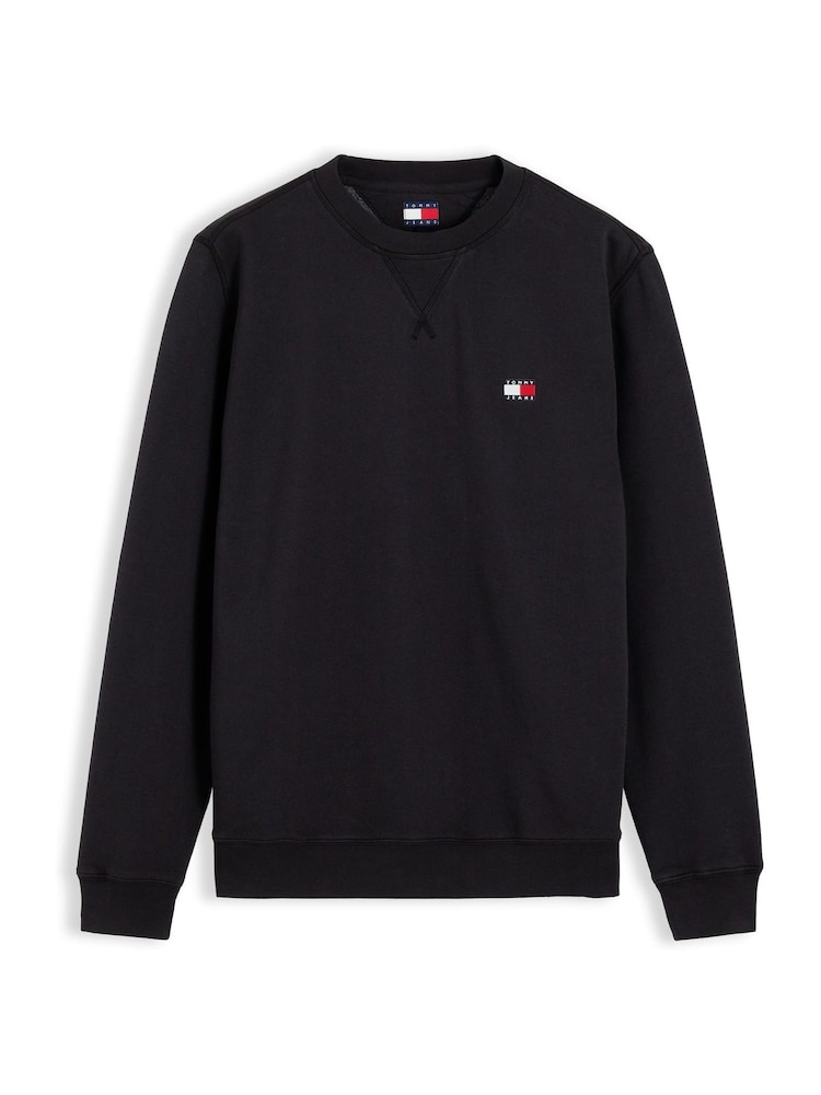Juoda - Tommy Hilfiger Badge Fleece megztinis su apvalia kaklo dalimi - 5 paveikslėlis iš 5