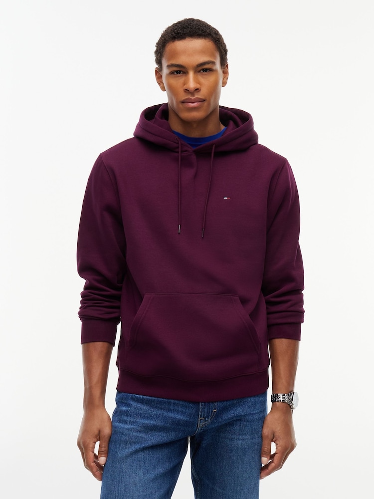 Tommy Jeans Red Flag Embroidery Fleece Drawstring Hoodie - Image 1 of 5