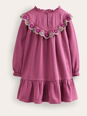 Boden Purple Broderie Yoke Sweatshirt Dress - Image 2 of 3