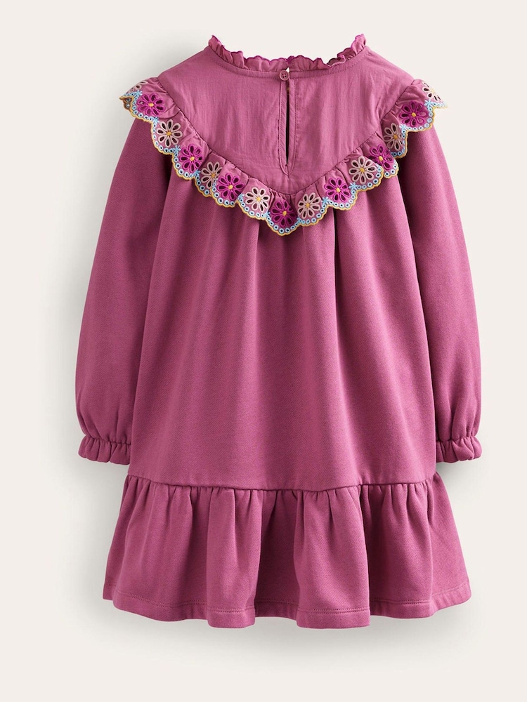 Boden Purple Broderie Yoke Sweatshirt Dress - Image 2 of 3