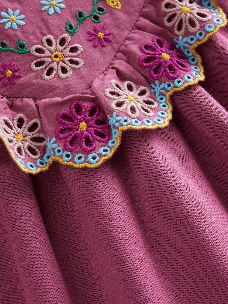Boden Purple Broderie Yoke Sweatshirt Dress - Image 3 of 3