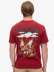 Красный - Superdry 100% Cotton Tattoo Graphic T-Shirt - Image 2 of 6
