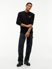 Juoda - Tommy Hilfiger Badge Jersey ilgomis rankovėmis marškinėliai - 3 paveikslėlis iš 5