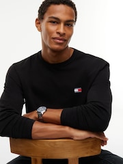 Juoda - Tommy Hilfiger Badge Jersey ilgomis rankovėmis marškinėliai - 4 paveikslėlis iš 5