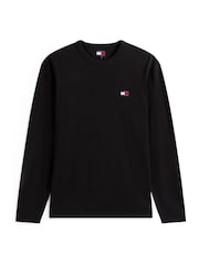 Juoda - Tommy Hilfiger Badge Jersey ilgomis rankovėmis marškinėliai - 5 paveikslėlis iš 5