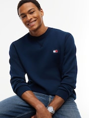 Tommy Hilfiger Blue Badge Fleece Crew Neck Sweatshirt - Image 4 of 5