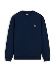 Tommy Hilfiger Blue Badge Fleece Crew Neck Sweatshirt - Image 5 of 5