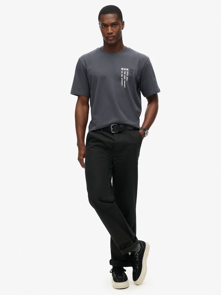 Superdry Ebony Grey Loose Fit Utility Sport Logo 100% Cotton T-Shirt - Image 2 of 6