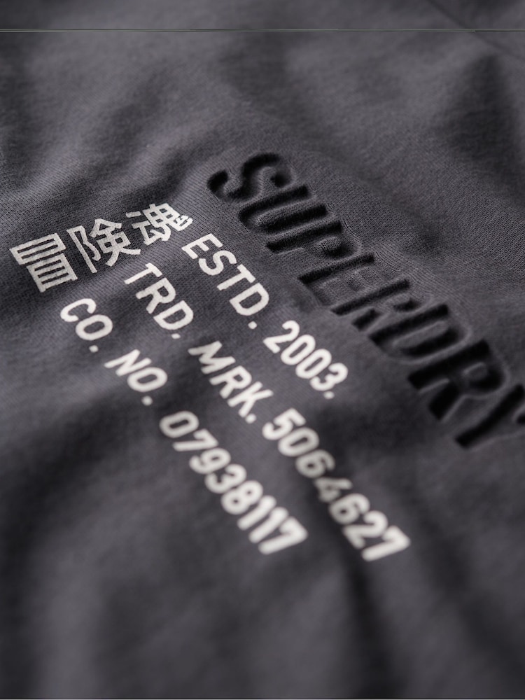Superdry Ebony Grey Loose Fit Utility Sport Logo 100% Cotton T-Shirt - Image 6 of 6