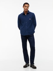 Tommy Jeans Navy Blue Relaxed Fit Patch Pocket Corduroy Shirt - Image 3 of 5