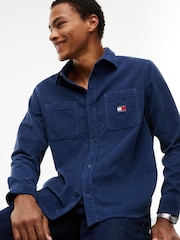 Tommy Jeans Navy Blue Relaxed Fit Patch Pocket Corduroy Shirt - Image 4 of 5