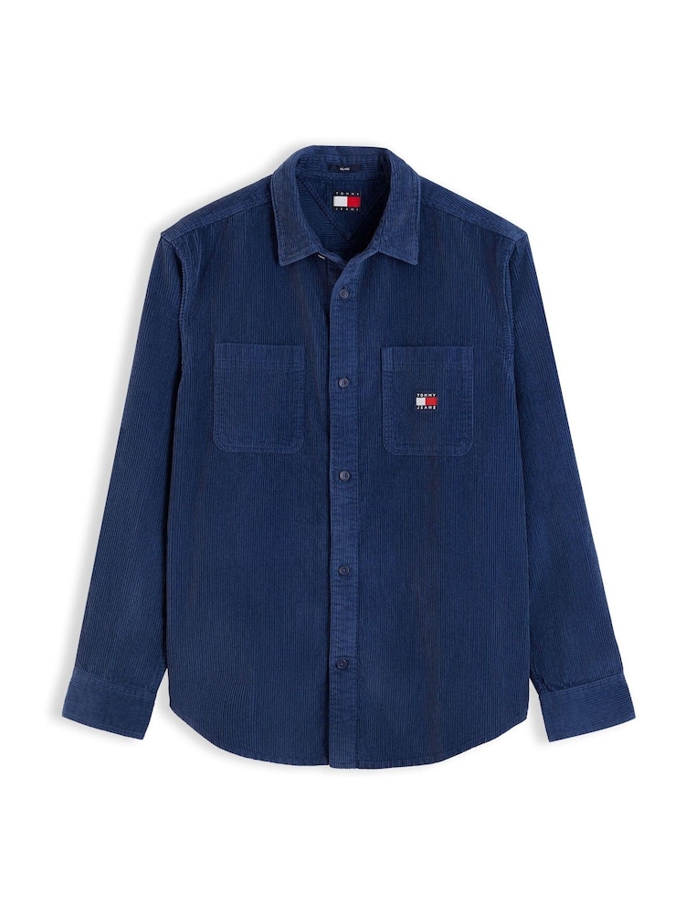 Tommy Jeans Navy Blue Relaxed Fit Patch Pocket Corduroy Shirt - Image 5 of 5 Tommy Jeans Navy Blue Relaxed Fit Patch Pocket Corduroy Shirt - Image 5 of 5
