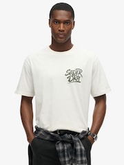 Superdry Off White Loose 100% Cotton Photographic Skate T-Shirt - Image 1 of 5
