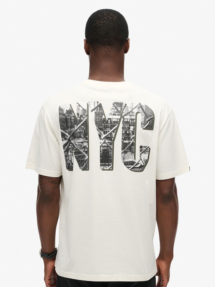 Superdry Off White Loose 100% Cotton Photographic Skate T-Shirt - Image 2 of 5