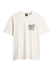 Superdry Off White Loose 100% Cotton Photographic Skate T-Shirt - Image 4 of 5