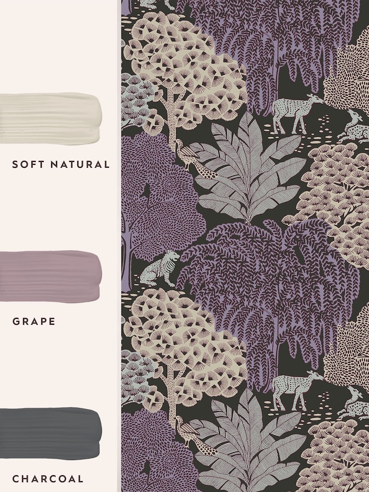 Laura Ashley Violet Grey Garwood Grove 10M Wallpaper - Image 4 of 4