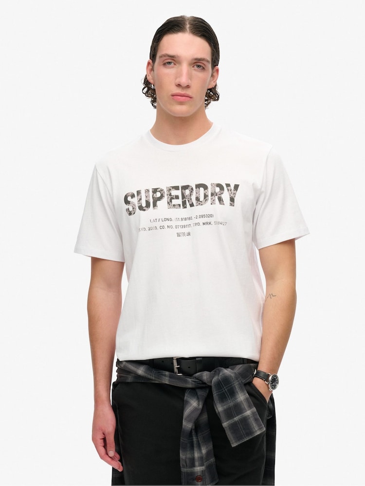 Superdry Brilliant White Loose Fit Utility Sport Logo 100% Cotton T-Shirt - Image 1 of 7