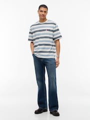 Tommy Jeans White Badge Stripe Oversized Jersey T-Shirt - Image 3 of 5