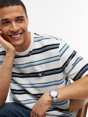 Tommy Jeans White Badge Stripe Oversized Jersey T-Shirt - Image 4 of 5