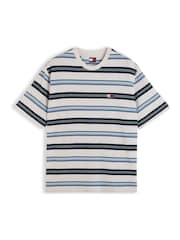 Tommy Jeans White Badge Stripe Oversized Jersey T-Shirt - Image 5 of 5