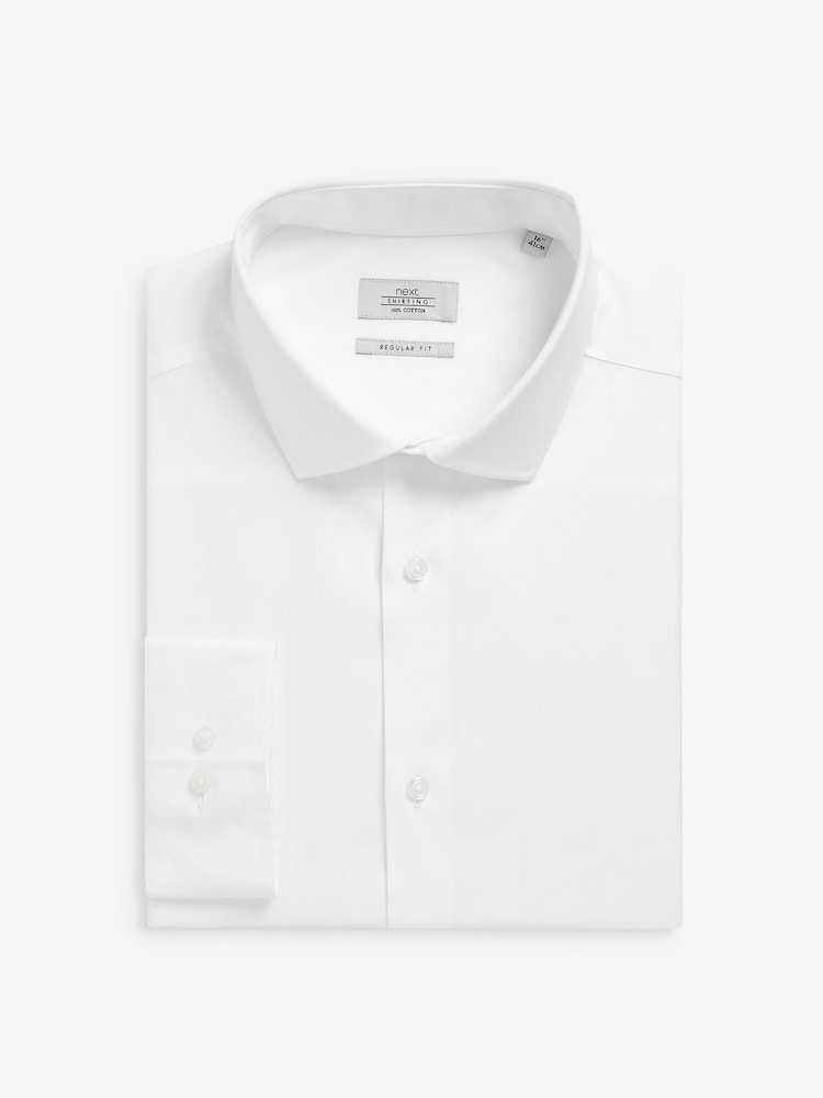 White Regular Fit 100% Cotton Single Cuff Shirt - Image 3 of 4