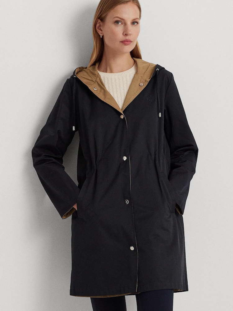 Lauren Ralph Lauren Navy Blue Water Repellent Reversible Hooded Anorak - Image 1 of 9