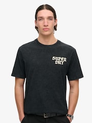 Superdry Washed Black Loose 100% Cotton Photographic Skate T-Shirt - Image 1 of 5