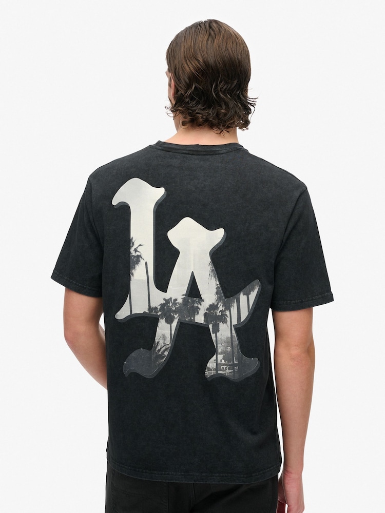 Superdry Washed Black Loose 100% Cotton Photographic Skate T-Shirt - Image 2 of 5