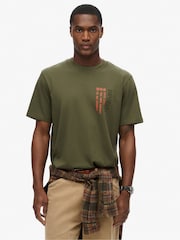Superdry Army Khaki Loose Fit Utility Sport Logo 100% Cotton T-Shirt - Image 1 of 7