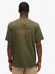Superdry Army Khaki Loose Fit Utility Sport Logo 100% Cotton T-Shirt - Image 2 of 7