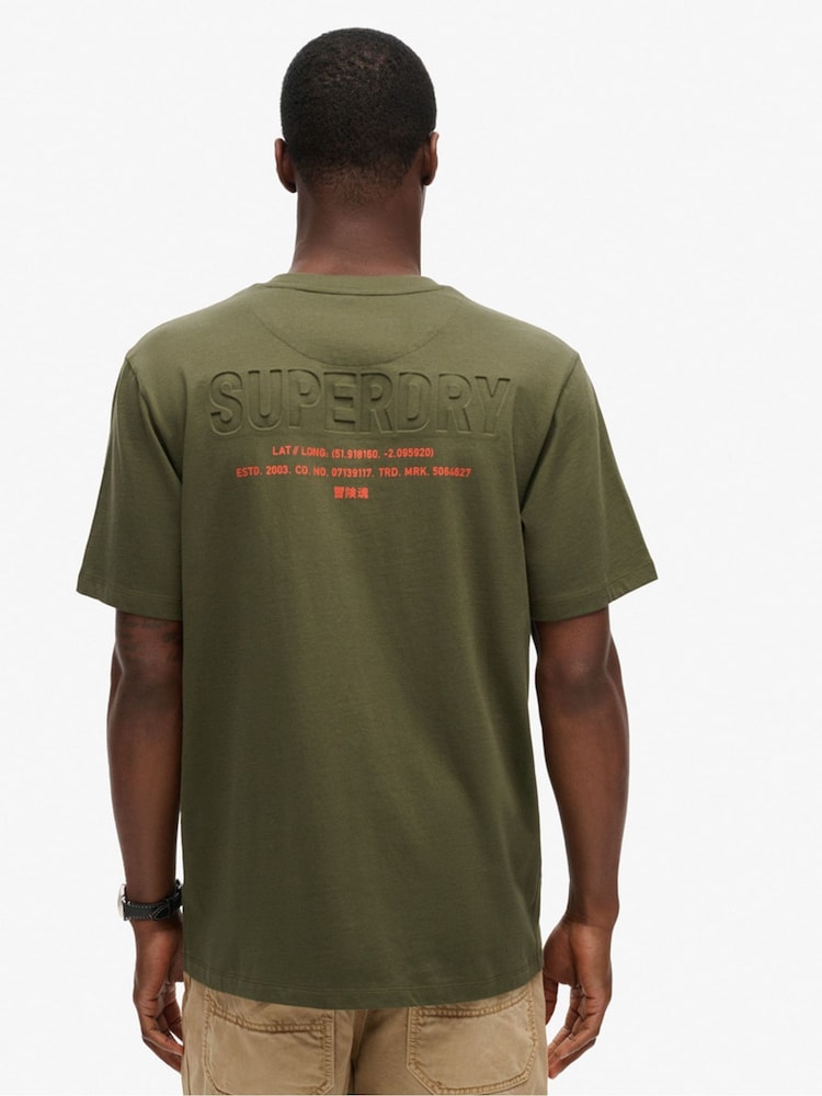 Superdry Army Khaki Loose Fit Utility Sport Logo 100% Cotton T-Shirt - Image 2 of 7