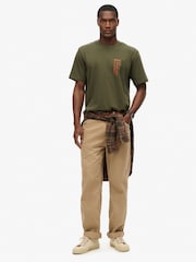 Superdry Army Khaki Loose Fit Utility Sport Logo 100% Cotton T-Shirt - Image 3 of 7