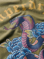 Зелений - Superdry 100% Cotton Tattoo Graphic футболки - Image 5 of 5