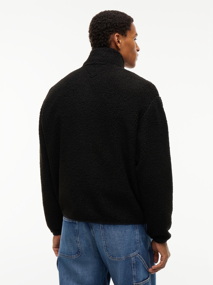 Juoda - Tommy Jeans Badge Teddy Relaxed Zip Through megztinis - 2 paveikslėlis iš 5