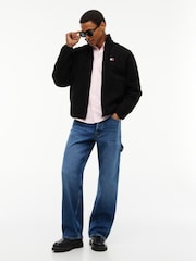 Juoda - Tommy Jeans Badge Teddy Relaxed Zip Through megztinis - 3 paveikslėlis iš 5