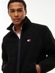 Juoda - Tommy Jeans Badge Teddy Relaxed Zip Through megztinis - 4 paveikslėlis iš 5