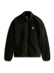 Juoda - Tommy Jeans Badge Teddy Relaxed Zip Through megztinis - 5 paveikslėlis iš 5