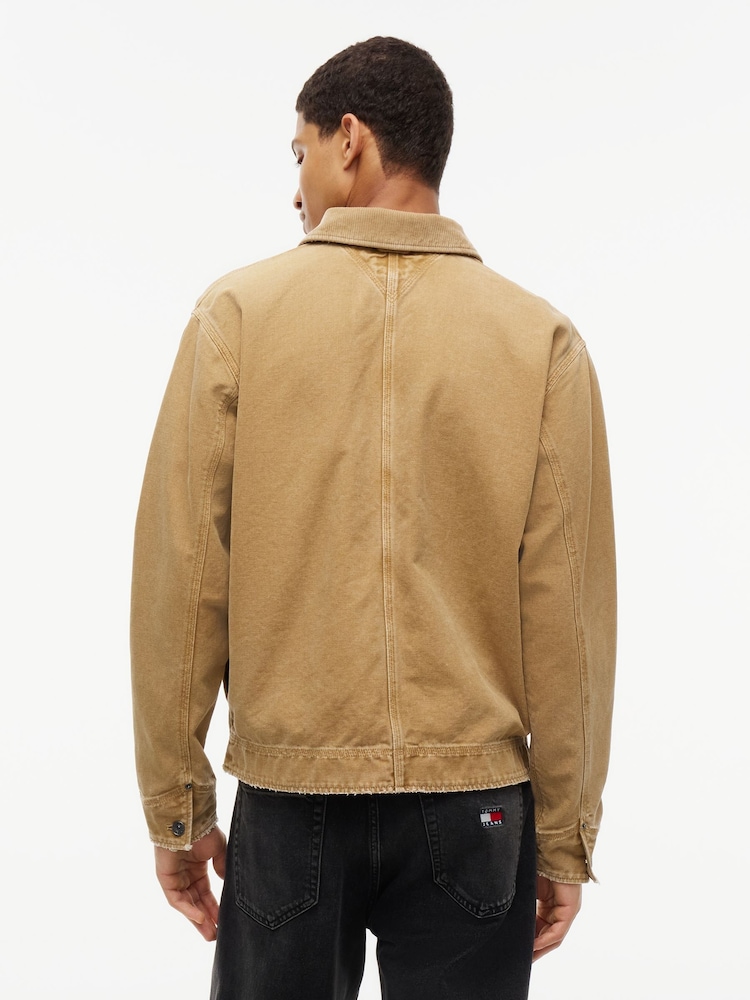 Tommy Jeans Brown Corduroy Collar Oversized Canvas Overshirt - Image 2 of 6