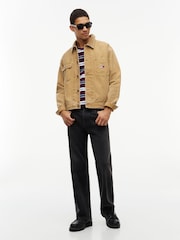 Tommy Jeans Brown Corduroy Collar Oversized Canvas Overshirt - Image 3 of 6