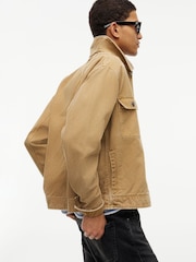 Tommy Jeans Brown Corduroy Collar Oversized Canvas Overshirt - Image 4 of 6