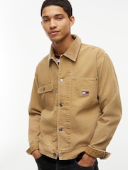 Tommy Jeans Brown Corduroy Collar Oversized Canvas Overshirt - Image 5 of 6