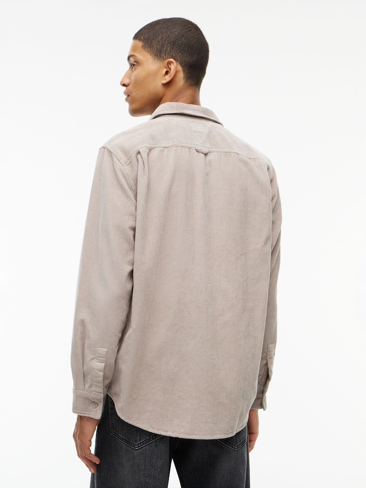 Tommy Jeans Cream Relaxed Fit Patch Pocket Corduroy Shirt - Image 2 of 5 Tommy Jeans Cream Relaxed Fit Patch Pocket Corduroy Shirt - Image 2 of 5