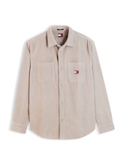 Tommy Jeans Cream Relaxed Fit Patch Pocket Corduroy Shirt - Image 5 of 5