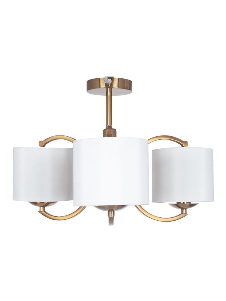 Pacific Brass Arcadia Metal Curved 3 Arm Semi Flush Pendant - Image 2 of 2
