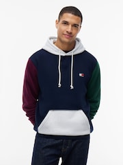 Tommy Jeans Blue Tommy  Blocked Fleece Hoodie - Image 1 of 5
