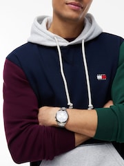Tommy Jeans Blue Tommy  Blocked Fleece Hoodie - Image 4 of 5