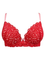 Pour Moi Pink Padded Romance Moulded Plunge Push Up Bra - Image 6 of 7