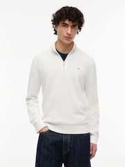 Белый - Легкий узкий джемпер с короткой молнией и логотипом Tommy Hilfiger - Изображение 1 5